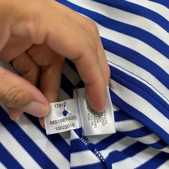 Peter Millar Polo Shirt Mens L Large Royal White Striped Golf The Final Final - Picture 7 of 10
